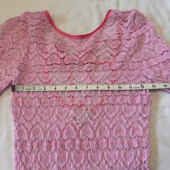 J Crew Small Limited Edition Pink Open Back Lace Midi Sweater Dress Barbie Y2K - Picture 4 of 7